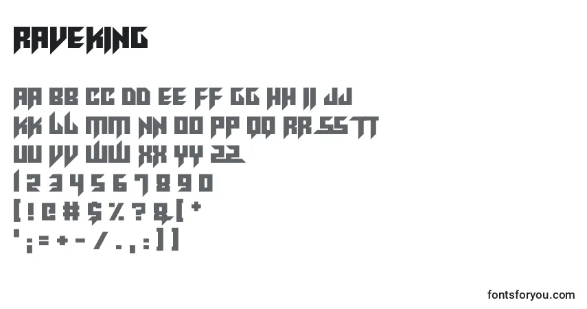 Schriftart RaveKing – Alphabet, Zahlen, spezielle Symbole