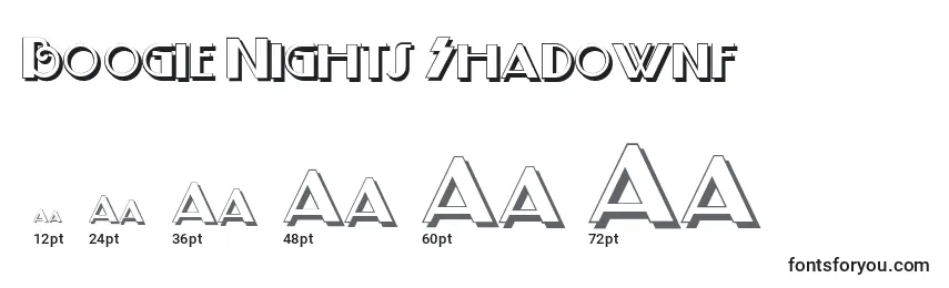 Boogie Nights Shadownf Font Sizes