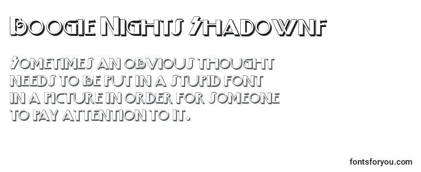 Review of the Boogie Nights Shadownf Font