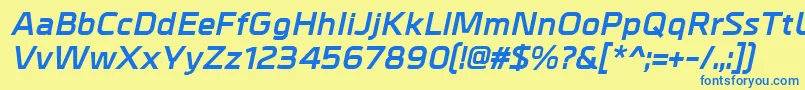 MetralBolditalic Font – Blue Fonts on Yellow Background