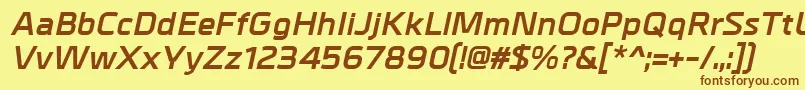 MetralBolditalic Font – Brown Fonts on Yellow Background