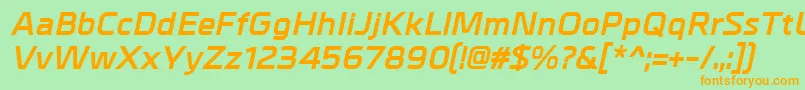MetralBolditalic Font – Orange Fonts on Green Background