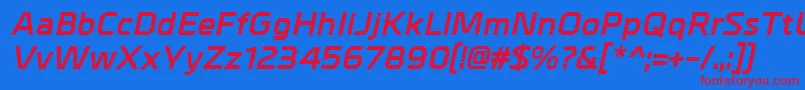 MetralBolditalic Font – Red Fonts on Blue Background