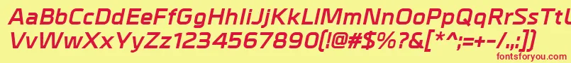 MetralBolditalic Font – Red Fonts on Yellow Background