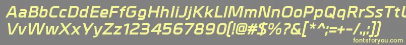 MetralBolditalic-fontti – keltaiset fontit harmaalla taustalla