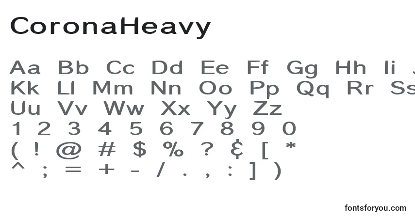 CoronaHeavy-fontti – aakkoset, numerot, erikoismerkit