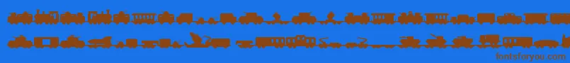 Miltrain Font – Brown Fonts on Blue Background