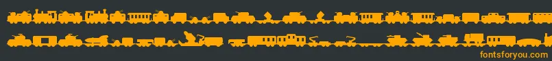 Fonte Miltrain – fontes laranjas em um fundo preto