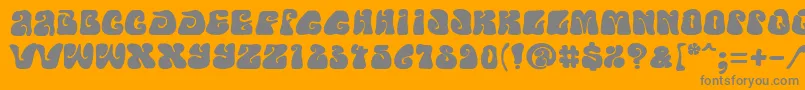 PfpsychedeliaFarout-Schriftart – Graue Schriften auf orangefarbenem Hintergrund