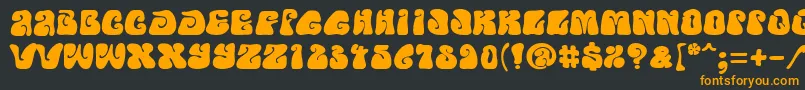 フォントPfpsychedeliaFarout – 黒い背景にオレンジの文字