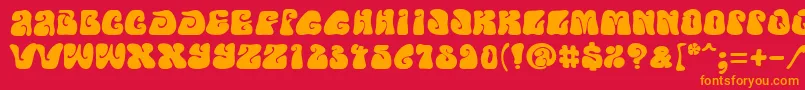 フォントPfpsychedeliaFarout – 赤い背景にオレンジの文字