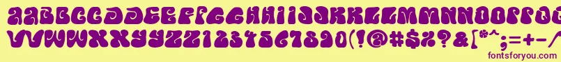PfpsychedeliaFarout Font – Purple Fonts on Yellow Background