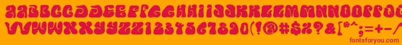 フォントPfpsychedeliaFarout – オレンジの背景に赤い文字