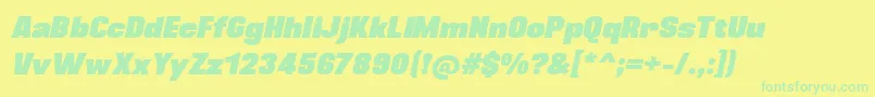 フォントBlackplotanItalic – 黄色い背景に緑の文字