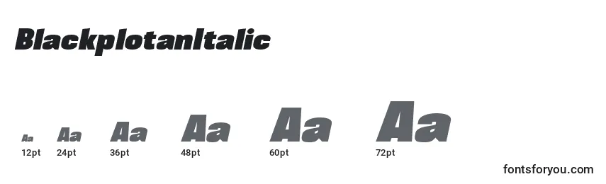 Размеры шрифта BlackplotanItalic