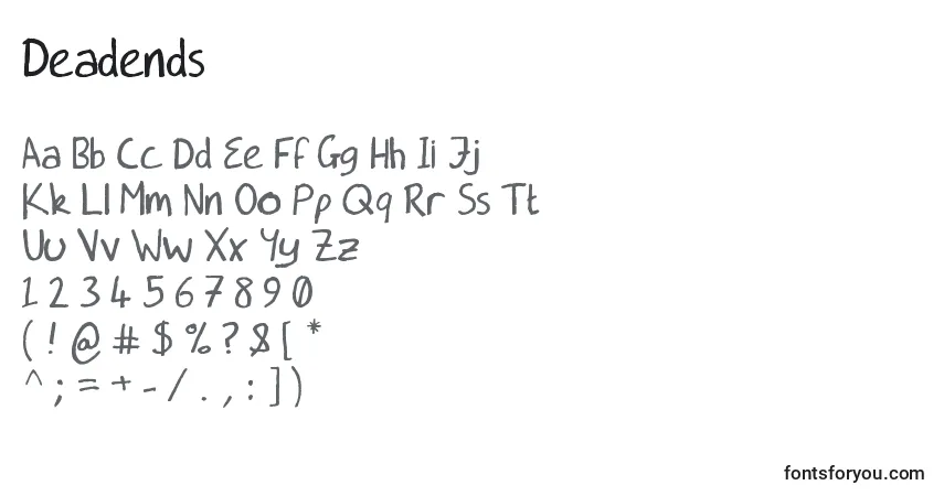Fuente Deadends - alfabeto, números, caracteres especiales
