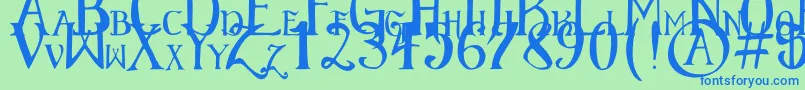 ElementaryGothicScaled Font – Blue Fonts on Green Background