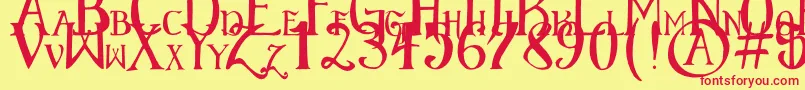 ElementaryGothicScaled Font – Red Fonts on Yellow Background