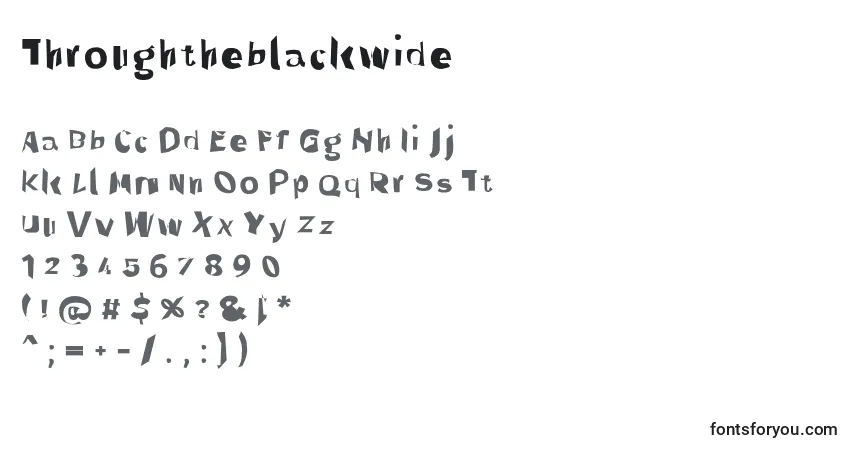 Czcionka Throughtheblackwide – alfabet, cyfry, specjalne znaki