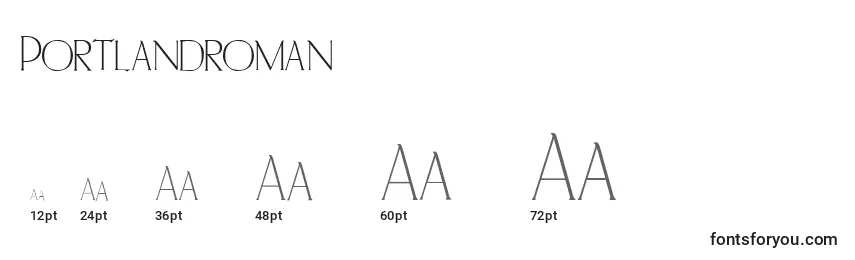 Размеры шрифта Portlandroman