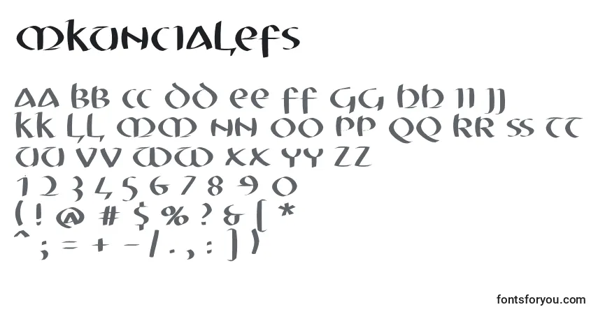 A fonte Mkuncialefs – alfabeto, números, caracteres especiais