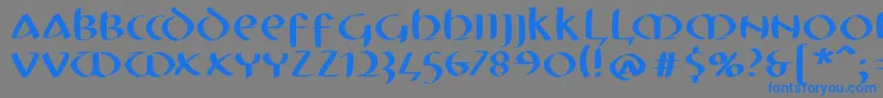 フォントMkuncialefs – 灰色の背景に青い文字