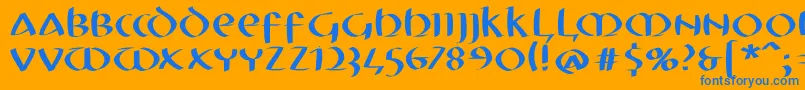 Mkuncialefs Font – Blue Fonts on Orange Background