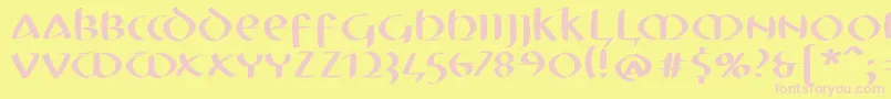 フォントMkuncialefs – ピンクのフォント、黄色の背景