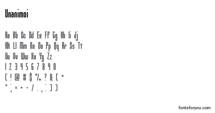 Schriftart Unanimoi – Alphabet, Zahlen, spezielle Symbole