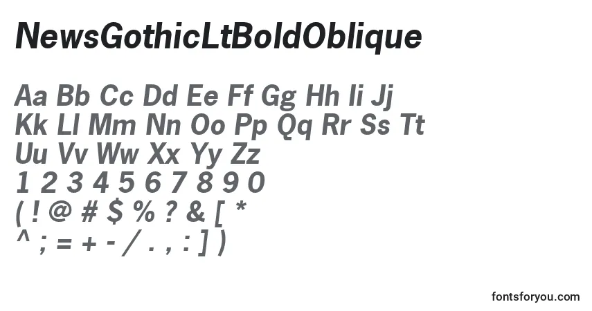 Шрифт NewsGothicLtBoldOblique – алфавит, цифры, специальные символы