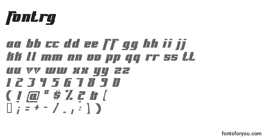 A fonte Fontrg – alfabeto, números, caracteres especiais