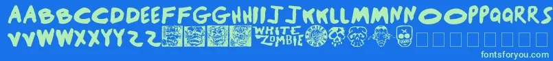 BlackSunshine Font – Green Fonts on Blue Background