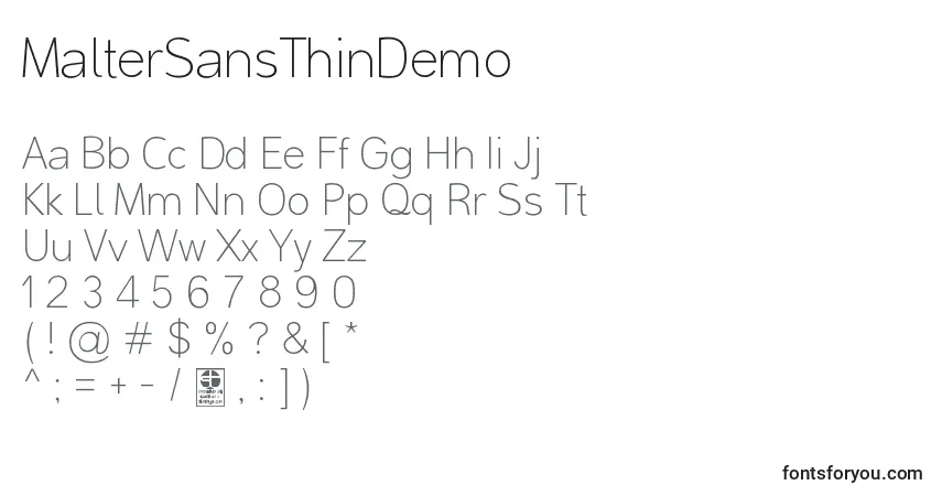 MalterSansThinDemo Font – alphabet, numbers, special characters