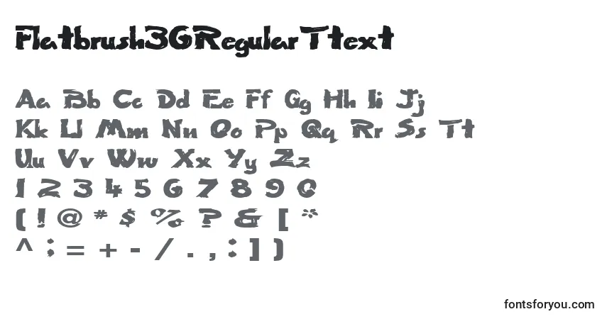 A fonte Flatbrush36RegularTtext – alfabeto, números, caracteres especiais