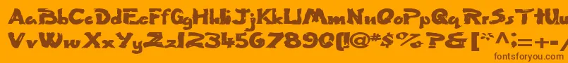 Flatbrush36RegularTtext-fontti – ruskeat fontit oranssilla taustalla