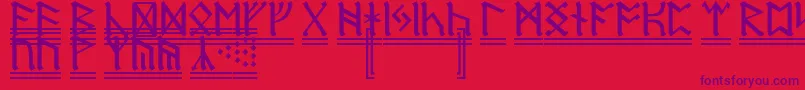DwarfRunes2-Schriftart – Violette Schriften auf rotem Hintergrund