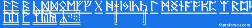 DwarfRunes2-fontti – valkoiset fontit sinisellä taustalla