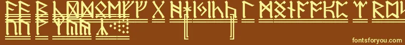 DwarfRunes2-Schriftart – Gelbe Schriften auf braunem Hintergrund