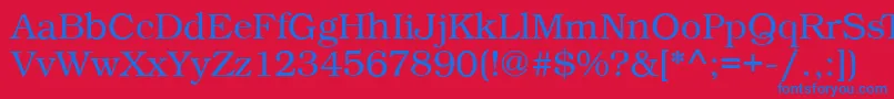 BookPsRegular-Schriftart – Blaue Schriften auf rotem Hintergrund