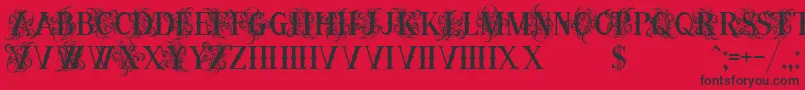 OrnamentalversalsBlack-Schriftart – Schwarze Schriften auf rotem Hintergrund