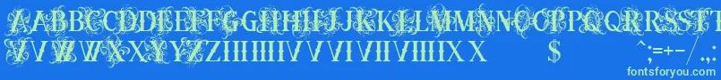 OrnamentalversalsBlack Font – Green Fonts on Blue Background