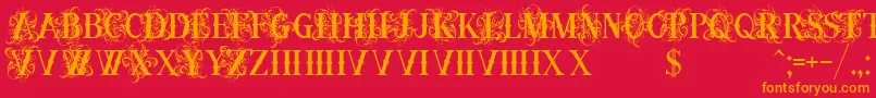 フォントOrnamentalversalsBlack – 赤い背景にオレンジの文字