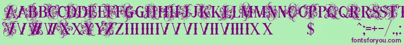 OrnamentalversalsBlack-Schriftart – Violette Schriften auf grünem Hintergrund