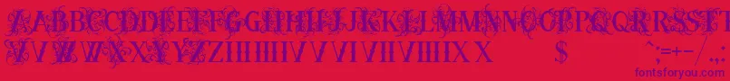 OrnamentalversalsBlack-Schriftart – Violette Schriften auf rotem Hintergrund