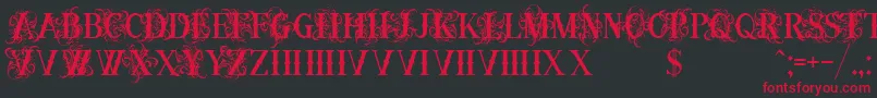 Шрифт OrnamentalversalsBlack – красные шрифты на чёрном фоне