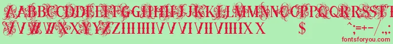 OrnamentalversalsBlack Font – Red Fonts on Green Background