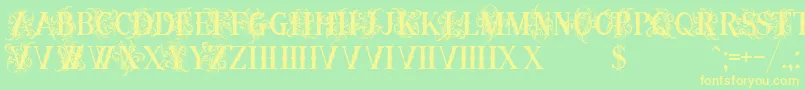 OrnamentalversalsBlack Font – Yellow Fonts on Green Background