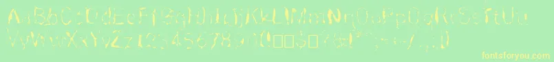 フォントRnnskita – 黄色の文字が緑の背景にあります