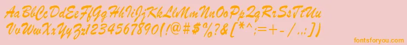 RoscherkdlRegular-Schriftart – Orangefarbene Schriften auf rosa Hintergrund