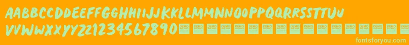 HeavyTripDemo Font – Green Fonts on Orange Background